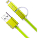 Кабель USB - MicroUSB и Lightning для зарядки 1 м с подсветкой Remax салатовый