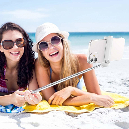 Монопод (палка для селфи) Bluetooth с кнопкой Baseus Ultra Mini белый