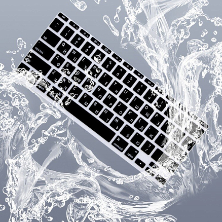 Накладка на клавиатуру защитная для Apple MacBook Air 13 A1466, A1369, Pro 13 A1278, Pro 15 A1260, A1226, A1211 USA (русские буквы) черная