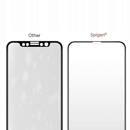 Защитное стекло для iPhone XR, 11 на весь экран противоударное Spigen Glass FC черное