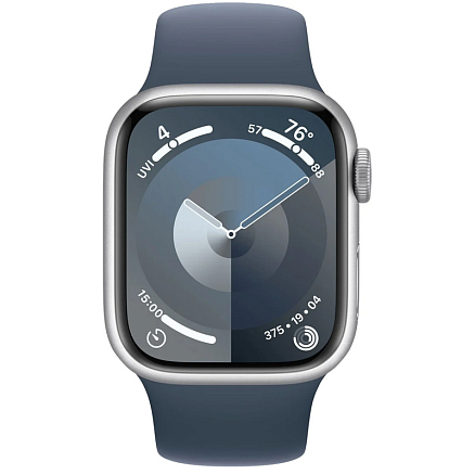 Умные часы Apple Watch 9 45 мм с силиконовым ремешком M/L алюминиевые серебристые