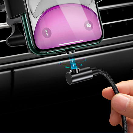 Кабель USB - Lightning для зарядки iPhone 1 м 2А магнитный с угловым Lightning Usams U54 черный