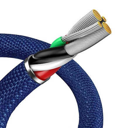 Кабель USB - Lightning для зарядки iPhone 1,2 м 2.4А плетеный Baseus Crystal Shine синий