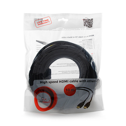 Кабель HDMI - HDMI (папа - папа) длина 10 м версия 1.4 Cablexpert черный