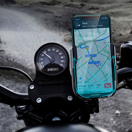 Держатель на руль велосипеда или мопеда для телефона до 6.5 дюйма Baseus Armor черный