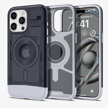Чехол для iPhone 15 Pro Max гибридный для экстремальной защиты Classic C1 MagFit серый