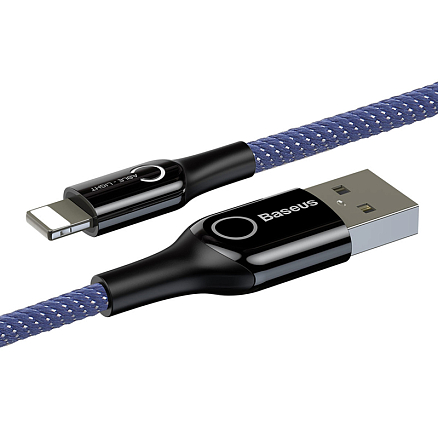 Кабель USB - Lightning для зарядки iPhone 1 м 2.4A с автоотключением плетеный Baseus C-shaped синий
