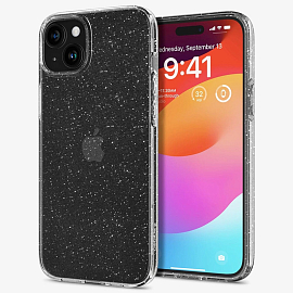 Чехол для iPhone 15 гелевый с блестками Spigen Liquid Crystal Glitter прозрачный