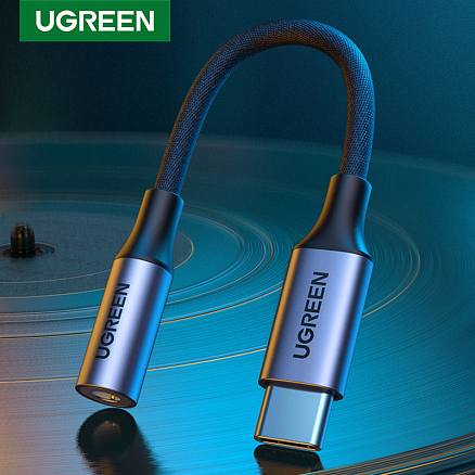 Переходник Type-C - 3,5 мм (папа - мама) 10 см Ugreen AV161 черный