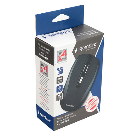 Мышь беспроводная оптическая Gembird MUSW-330 6 кнопок 2400 dpi черная