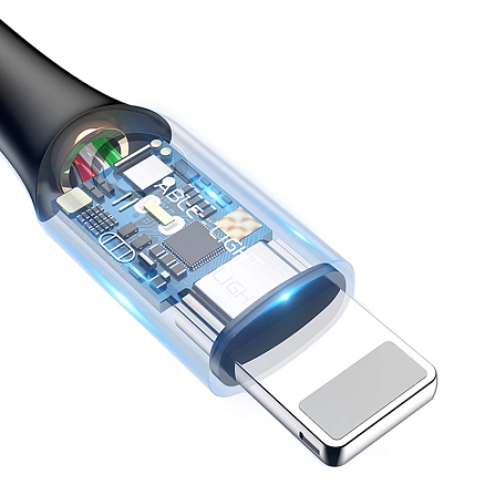 Кабель USB - Lightning для зарядки iPhone 1 м 2.4A с автоотключением плетеный Baseus C-shaped фиолетовый