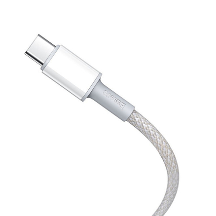 Кабель Type-C - Type-C длина 1 м 5A 20V 100W плетеный Baseus High Density (быстрая зарядка PD, QC 3.0) белый