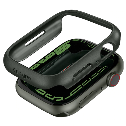 Чехол для Apple Watch 45 мм пластиковый тонкий Spigen Thin Fit хаки