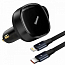 Зарядное устройство автомобильное с кабелем Type-C, Lightning 30W Baseus Enjoyment Retractable (быстрая зарядка PD) черное