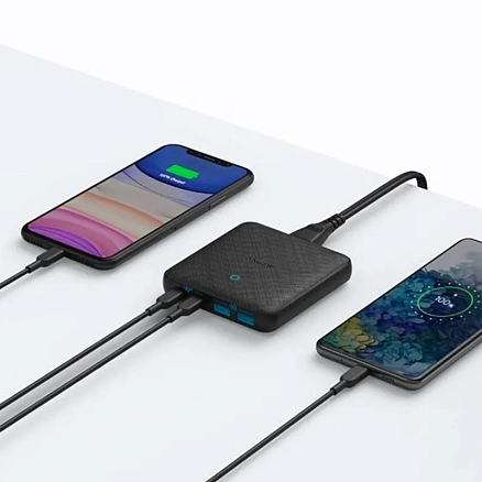 Зарядное устройство сетевое с двумя Type-C и двумя USB входами 65W 4A Anker PowerPort Atom III (быстрая зарядка PD) черное