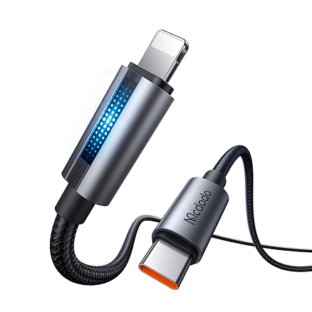 Кабель Type-C - Lightning для зарядки 1,2 м 3А 36W плетеный McDodo CA-5710 (быстрая зарядка PD) черный