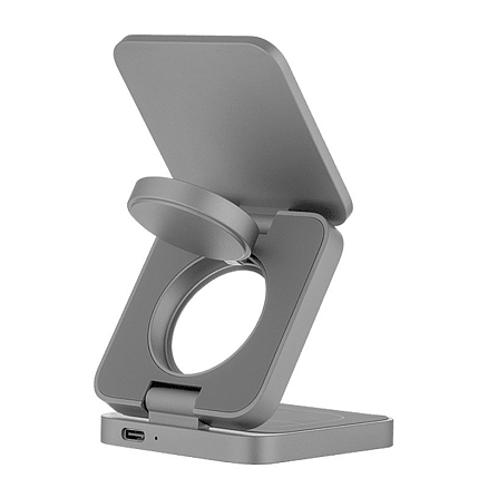 Беспроводная зарядка 3-в-1 MagSafe для iPhone, AppleWatch и AirPods 25W uBear Balance серая