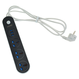 Сетевой фильтр на 3 универсальные розетки 3 USB 3.1А длина 1,6 м Ldnio SC3301