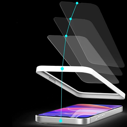 Защитное стекло для iPhone 14 Plus на весь экран противоударное WhiteStone Dome Glass EZ прозрачное 3 шт.