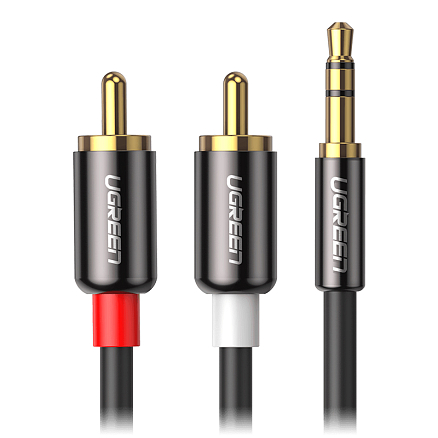 Кабель 3,5 мм - 2RCA тюльпаны (папа - папа) 1 м Ugreen AV116