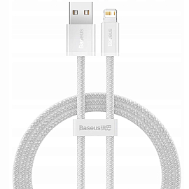 Кабель USB - Lightning для зарядки iPhone 1 м 2.4А плетеный Baseus Dynamic белый
