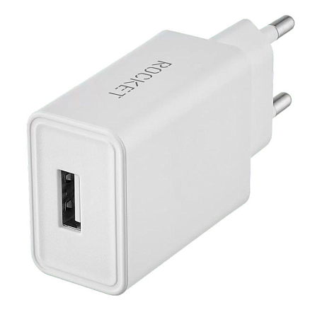 Зарядное устройство сетевое c USB входом 10.5W и кабелем Lightning Rocket Base Combo белое