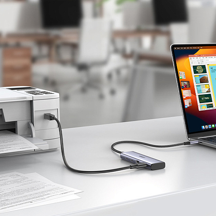 Хаб (разветвитель) Type-C - 2 х Type-C, 2 х USB 3.0 Ugreen CM473-15395 серый
