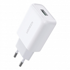 Зарядное устройство сетевое с USB входом 18W 3A Ugreen CD122 (быстрая зарядка QC 3.0) белое