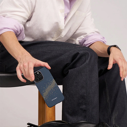 Чехол для телефона Pitaka StarPeak Tactile Woven для iPhone 16 (синий)