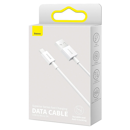 Кабель USB - MicroUSB для зарядки 1 м 2А Baseus Superior CAMYS-02 (быстрая зарядка) белый