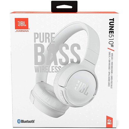 Наушники беспроводные Bluetooth JBL Tune 510BT накладные с микрофоном складные белые