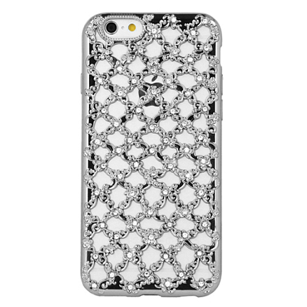 Чехол для iPhone 7, 8 гелевый с кристаллами GreenGo Flower Diamond серебристый