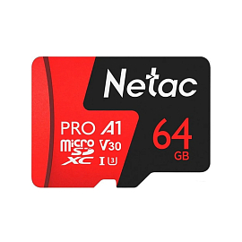 Карта памяти Netac P500 Extreme Pro MicroSDHC 64Gb UHS-I U3 V30 100 Мб/с с адаптером SD