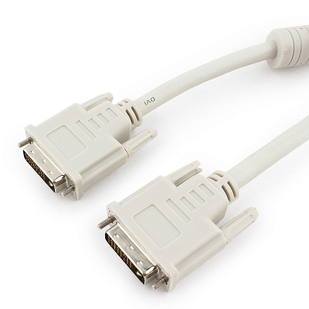 Кабель DVI-D - DVI-D (папа - папа) длина 1,8 м Cablexpert CC-DVI2-6C с ферритами серый