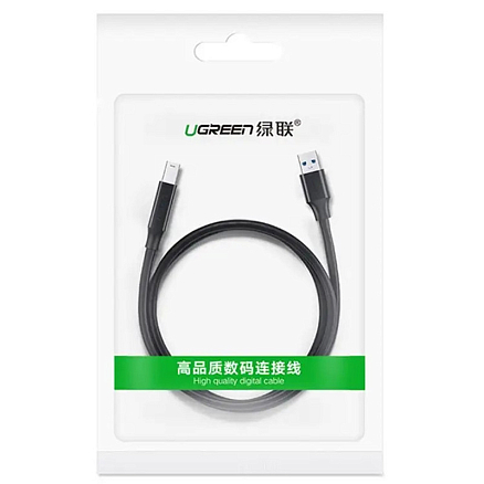 Кабель USB 3.0 - USB B для подключения принтера или сканера 2 м Ugreen US210 черный