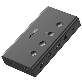 KVM переключатель на 4 компьютера HDMI, USB 2.0 Ugreen CM293 черный