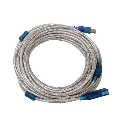 Кабель-удлинитель USB 2.0 (папа - мама) длина 15 м Dtech DT-5027 с питанием и ферритами