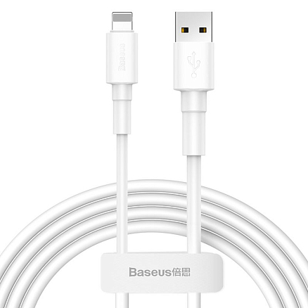 Кабель USB - Lightning для зарядки iPhone 1 м 2.4А Baseus Mini белый