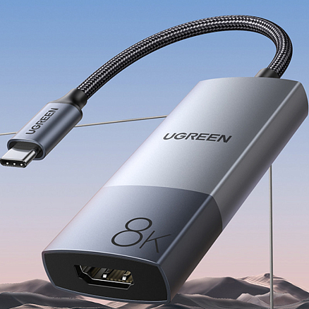 Хаб (разветвитель) Type-C - HDMI 2.1 4K (папа - мама) длина 20 см Ugreen CM491 серый