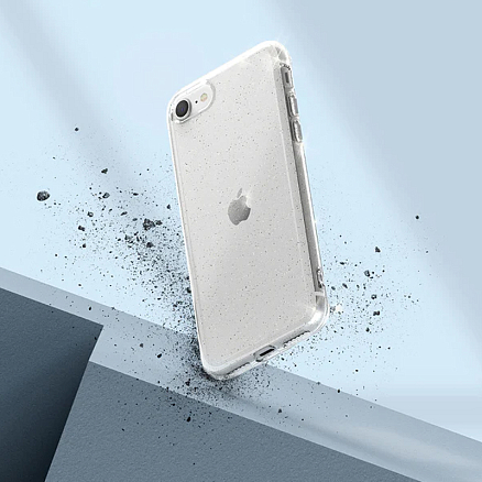 Чехол для iPhone 7, 8, SE 2020, SE 2022 гелевый с блестками ультратонкий Ringke Air прозрачный