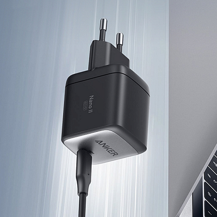 Зарядное устройство сетевое Type-C 65W Anker PowerPort Nano II GaN (быстрая зарядка PD) черное