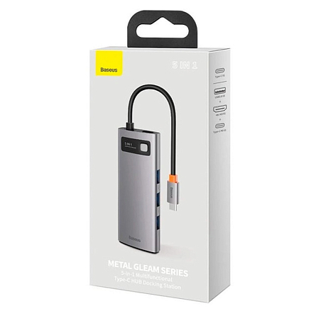 Хаб (разветвитель) Type-C - 3 х USB 3.0, HDMI 4K Baseus Metal Gleam серый