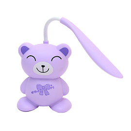 Лампа светодиодная мини настольная беспроводная SM YW1702 Мишка фиолетовая
