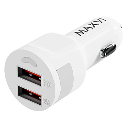 Зарядное устройство автомобильное с двумя USB входами 5.2A и Type-C кабелем Maxvi CCM-522 Plus T белое
