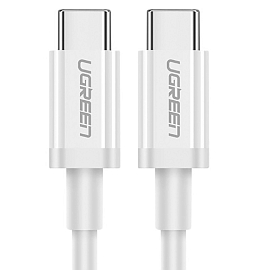 Кабель Type-C - Type-C длина 1 м 3A 20V 60W силиконовый Ugreen US264 (быстрая зарядка PD 2.0, QC 3.0) белый