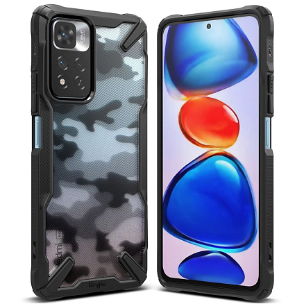 Чехол для Xiaomi Redmi Note 11 Pro+ гибридный Ringke Fusion X Design Camo со светящимися вставками черный