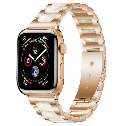Ремешок-браслет для Apple Watch  4, 5, 6, 7, 8, SE 38, 40 и 41 мм металлический Tech-Protect Modern золотисто-белый