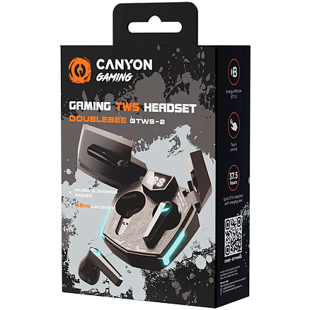 Наушники TWS беспроводные Canyon Doublebee GTWS-2 вкладыши с микрофоном игровые черно-голубые