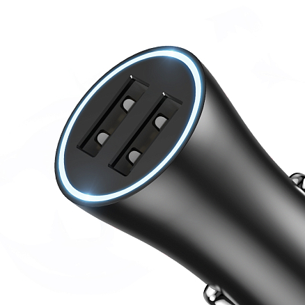 Зарядное устройство автомобильное с двумя USB входами 2.4А Baseus Golden Contactor черное