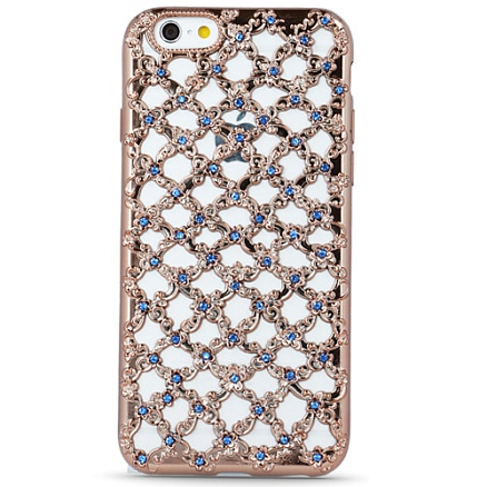 Чехол для iPhone 7, 8 гелевый с кристаллами GreenGo Flower Diamond розовое золото